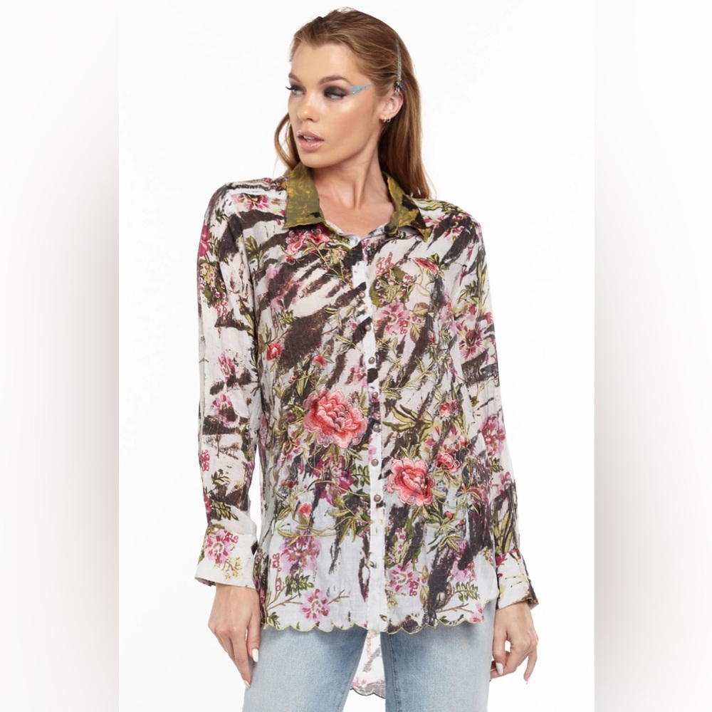 Aratta Silent Journey Meant To Keep Shirt Tunic Women’s Size Medium FLAWED